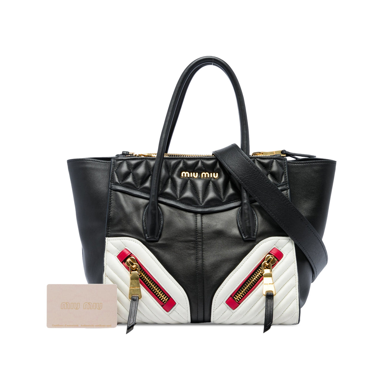 Miu Miu Small Tricolor Nappa Biker Twin Pocket Satchel
