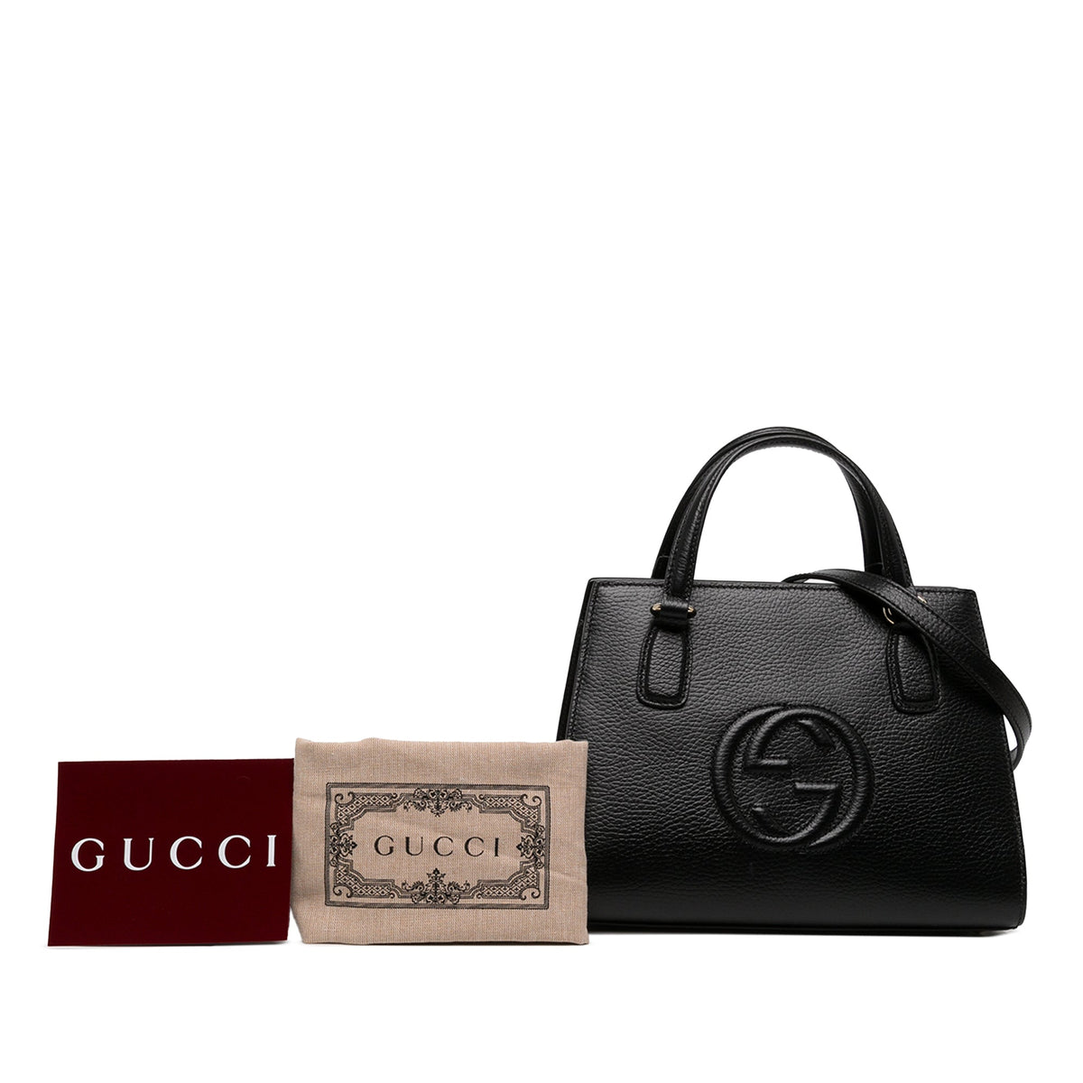 Gucci Medium Dollar Calf Soho Top Handle Convertible Tote — Black