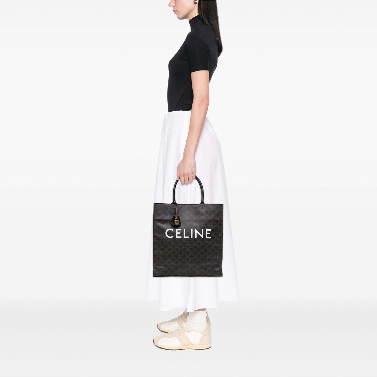 Celine Large Triomphe Coated Canvas Cabas Vertical Tote