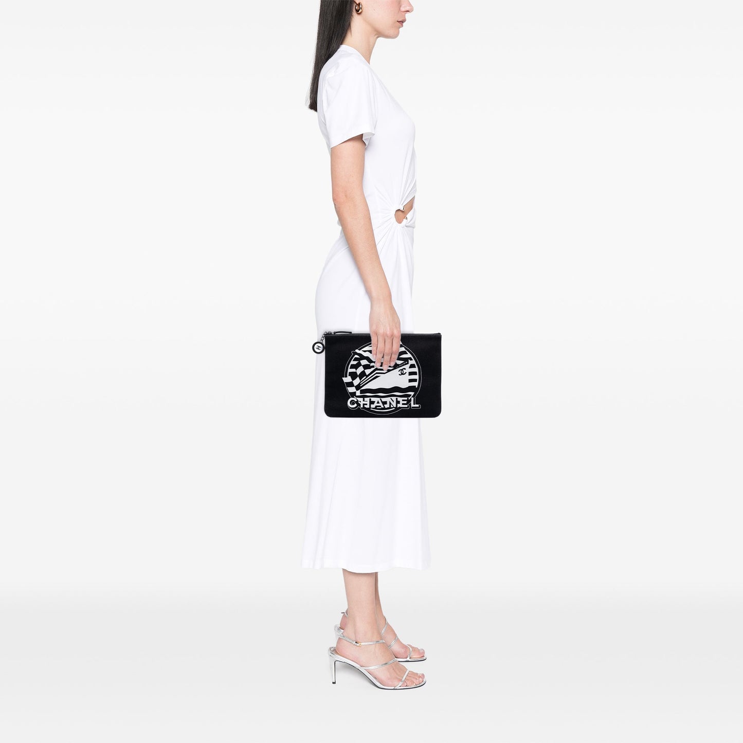 Chanel Medium Canvas La Pausa Zip O Case Clutch