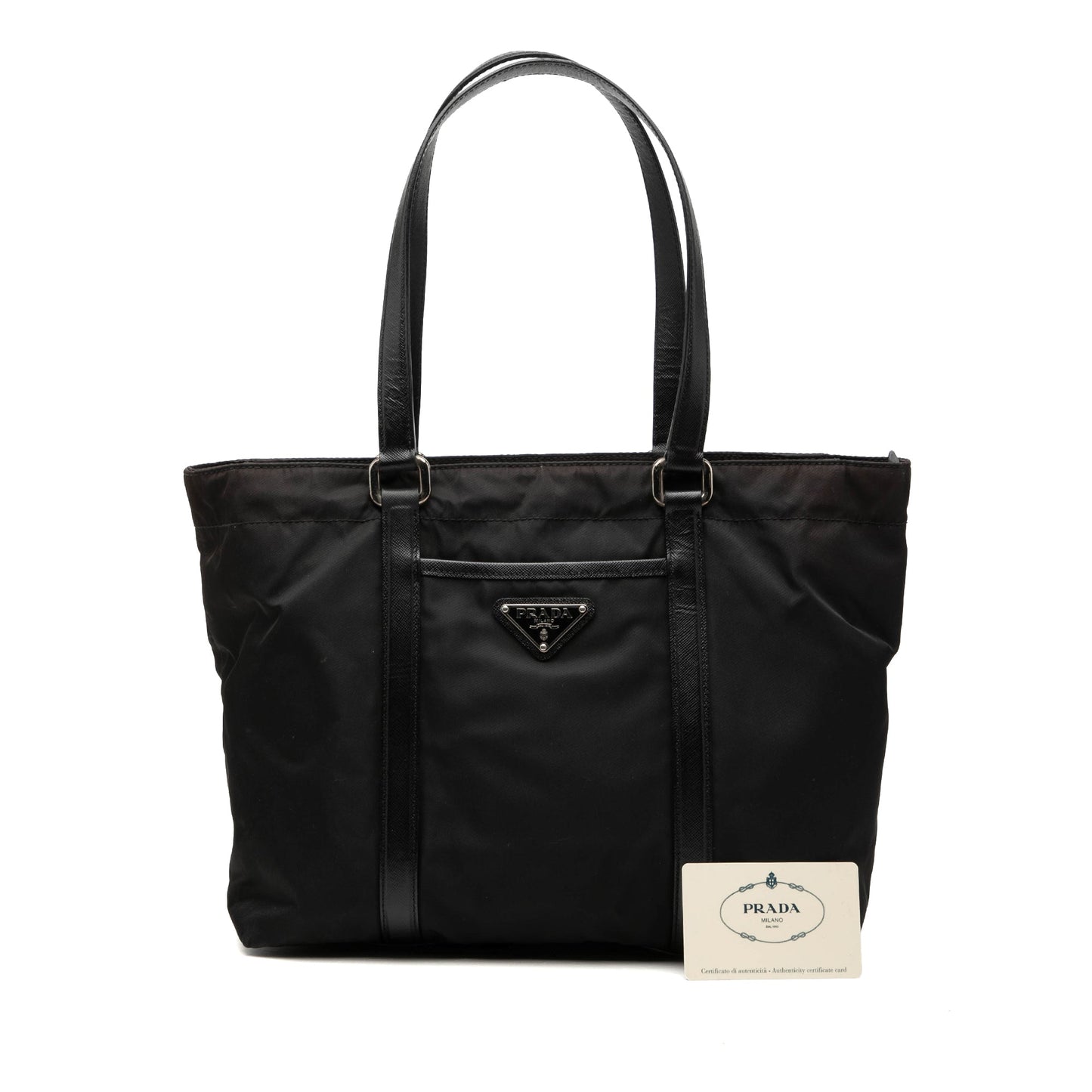 Prada Saffiano Trimmed Tessuto Tote