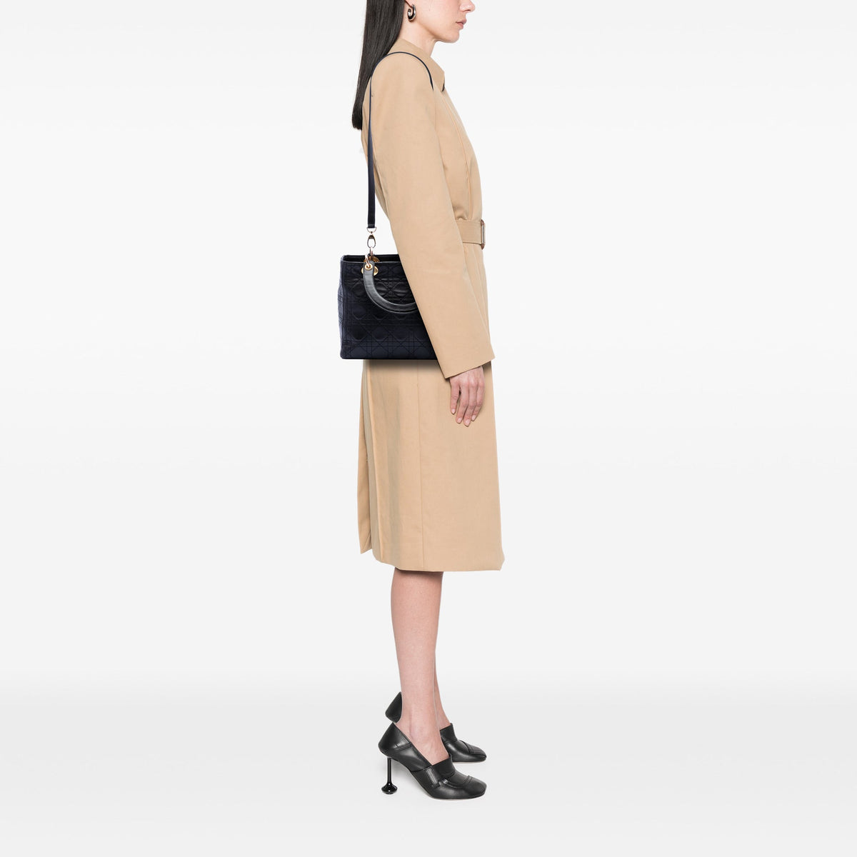 Dior Medium Lambskin Cannage Lady Dior — Black