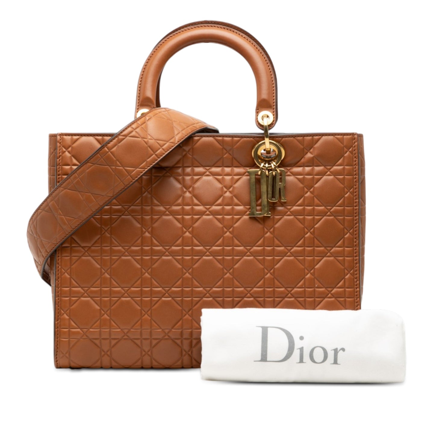 Dior Large Ultra Matte Calfskin Cannage Embossed Lady Dior