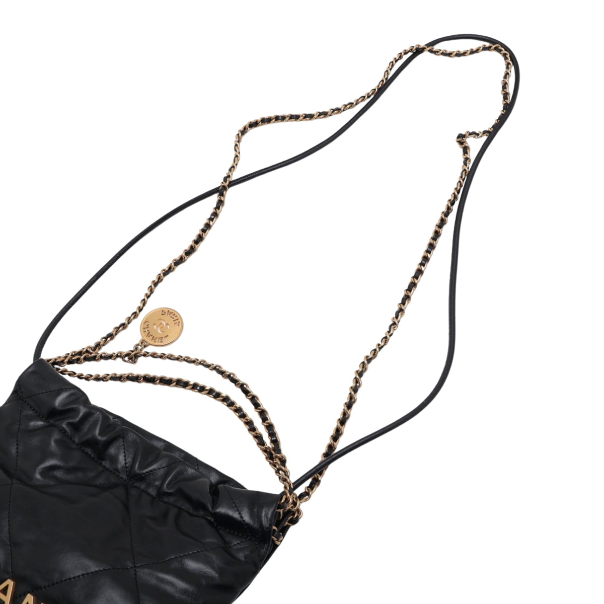 Chanel Mini Shiny Calfskin 22 Handbag — Black