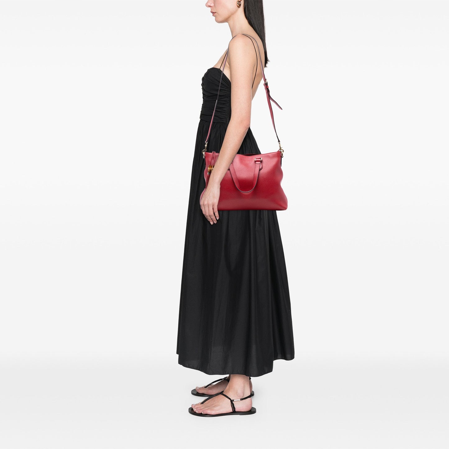 Gucci Leather Bamboo Tassel Satchel