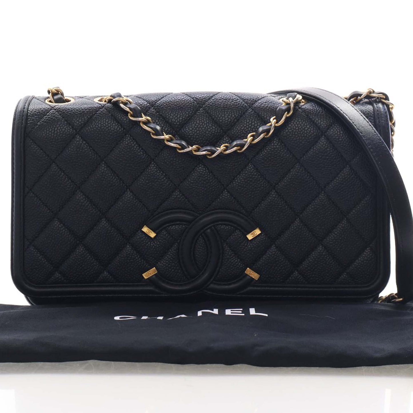 Chanel Medium Quilted Caviar CC Filigree Flap