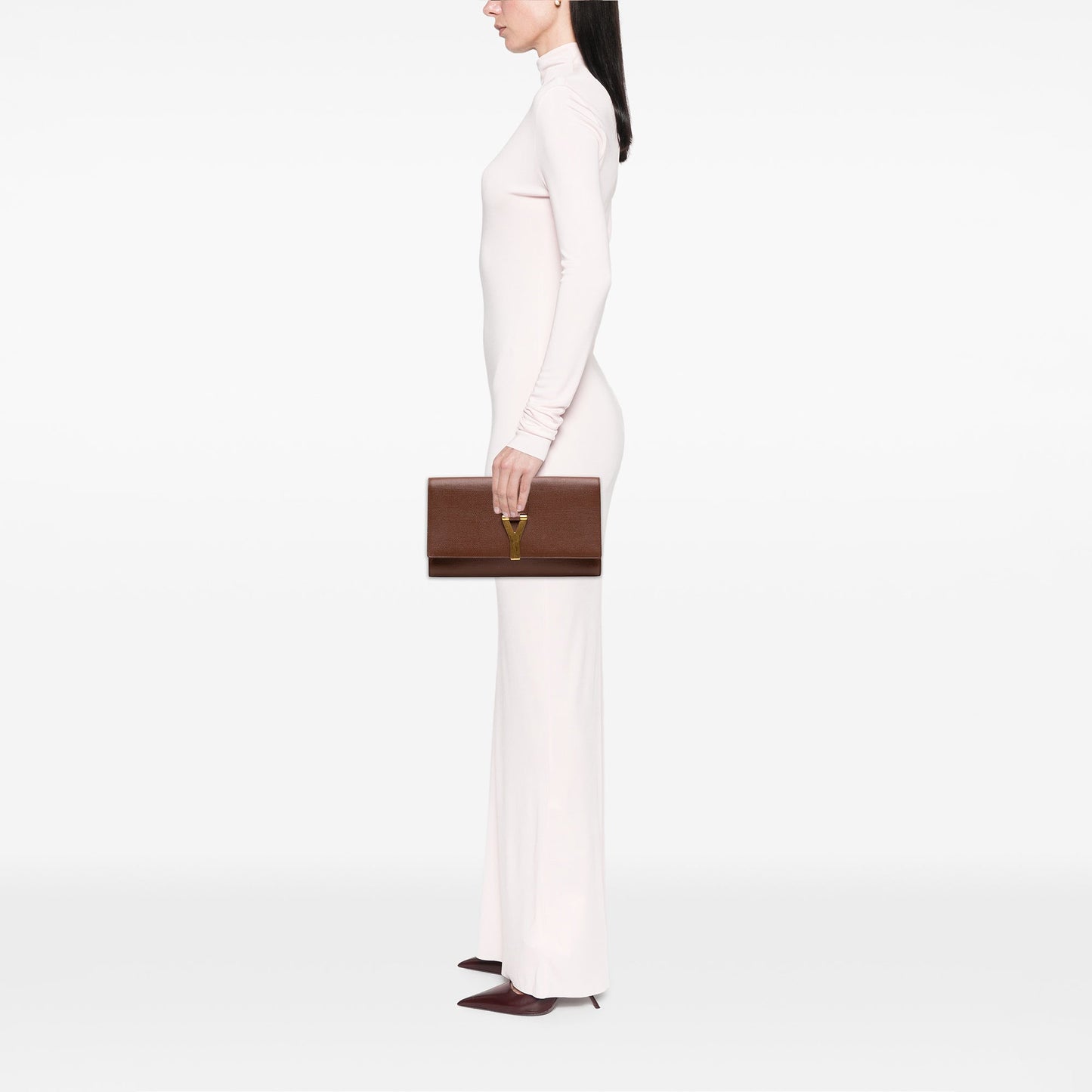 Saint Laurent Textured Leather Chyc Ligne Clutch