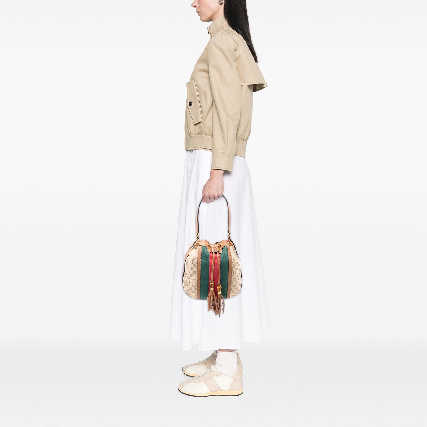 Gucci GG Canvas Web Rania Drawstring Hobo