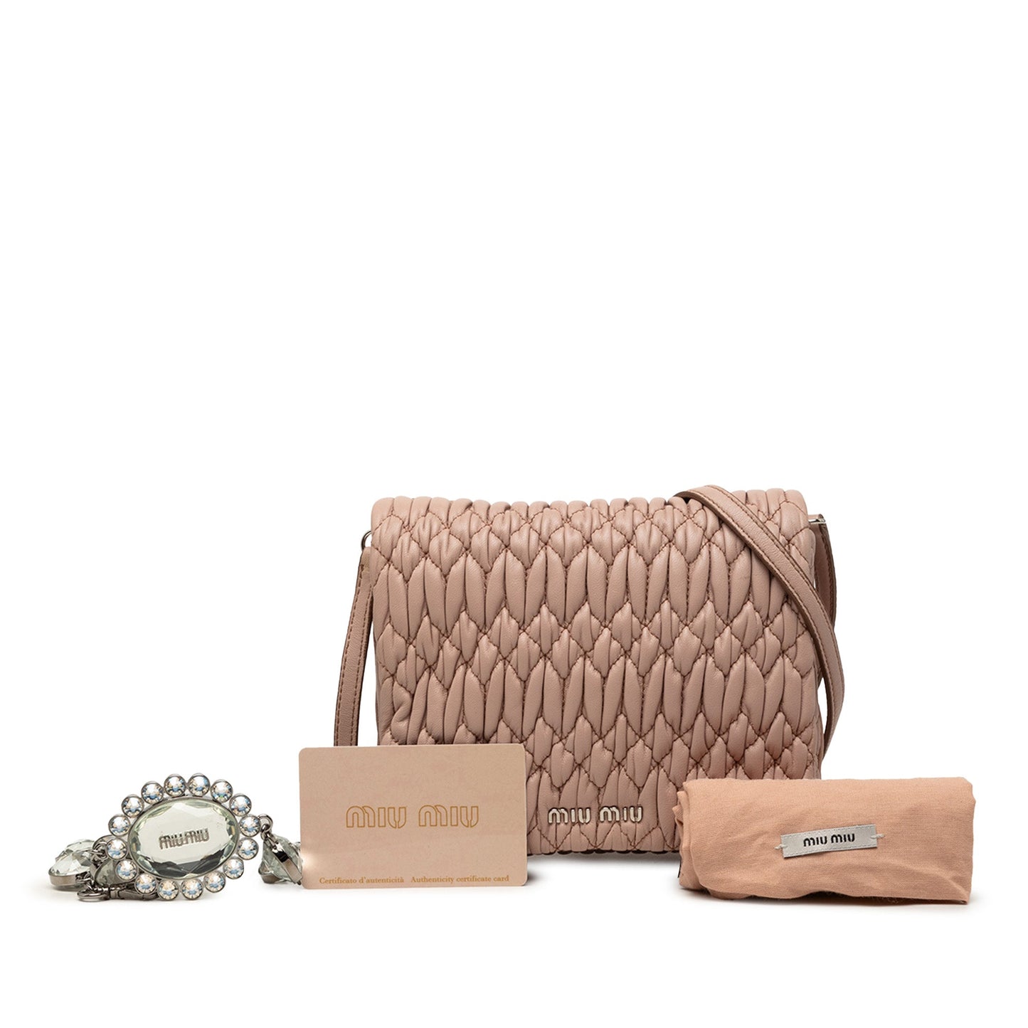Miu Miu Matelasse Nappa Crystal Chain Satchel