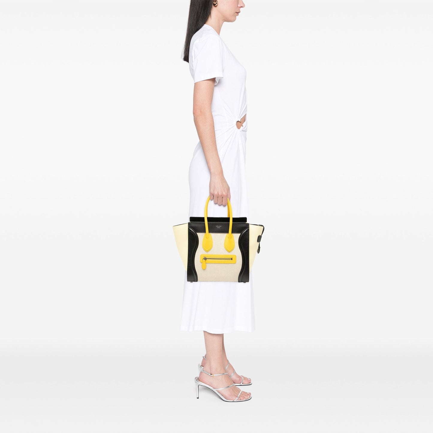 Celine Micro Tricolor Canvas and Leather Luggage Tote