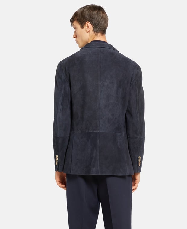 Brunello Cucinelli Leather blazer Dark Blue