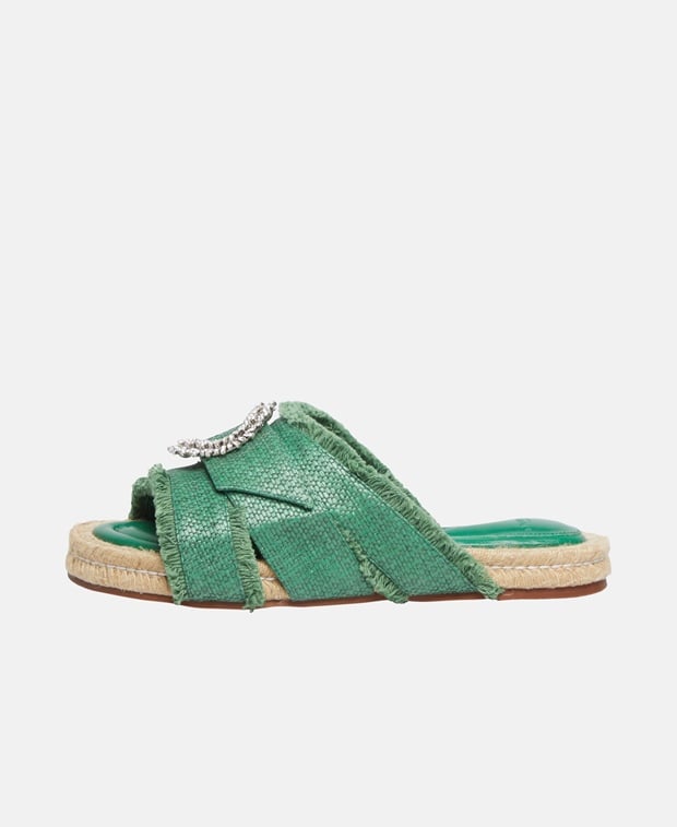 Alexandre Birman Madelina Raffia Sandals Green