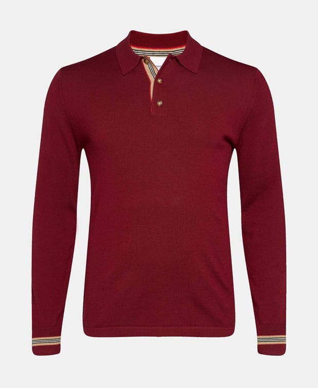 Woolen long sleeve polo