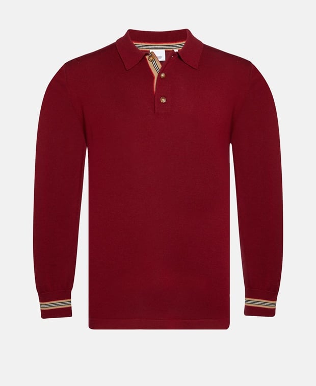 Woolen long sleeve polo