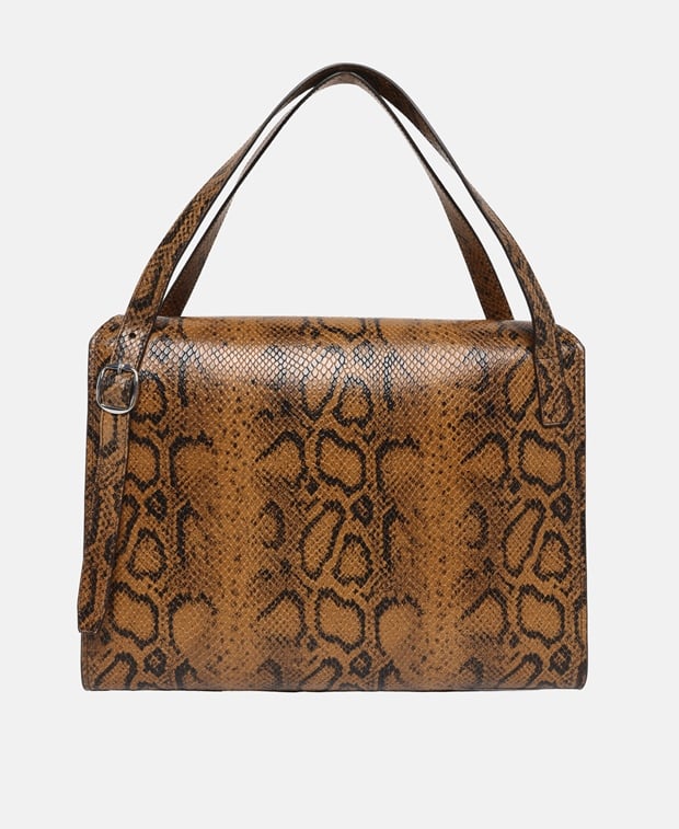 Coperni Snake Print Rigid Belt Bag Leather handbag Brown