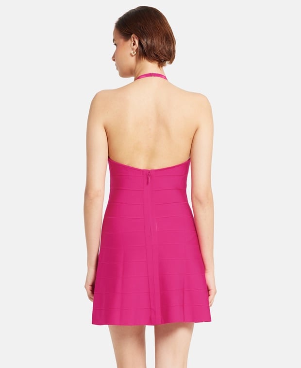 Hervé Léger Paris Halterneck dress Magenta