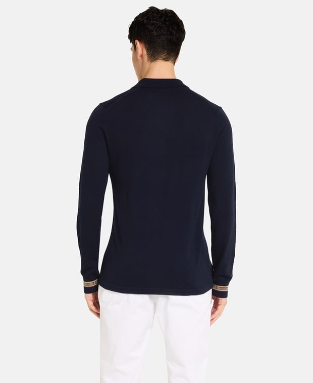 Burberry Woolen long sleeve polo Dark Blue