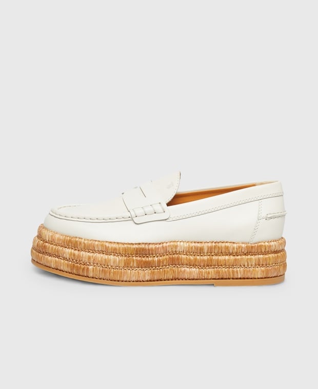 Tod's Zeppa Rafia Platform espadrilles Ecru