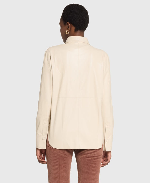 Nanushka Leather-look blouse Greige