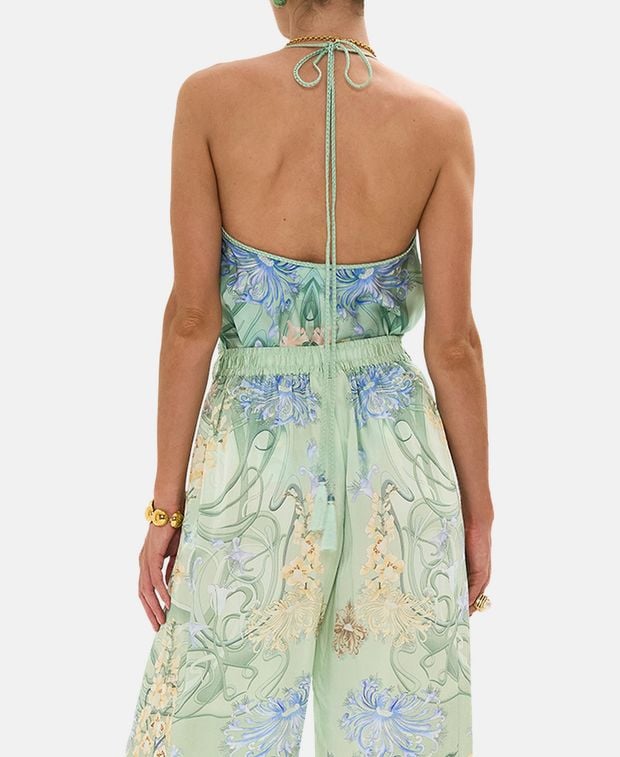 Camilla Silk top Bias Halter