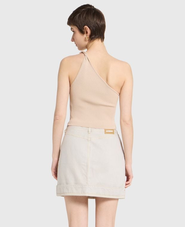 Jacquemus One shoulder top Beige