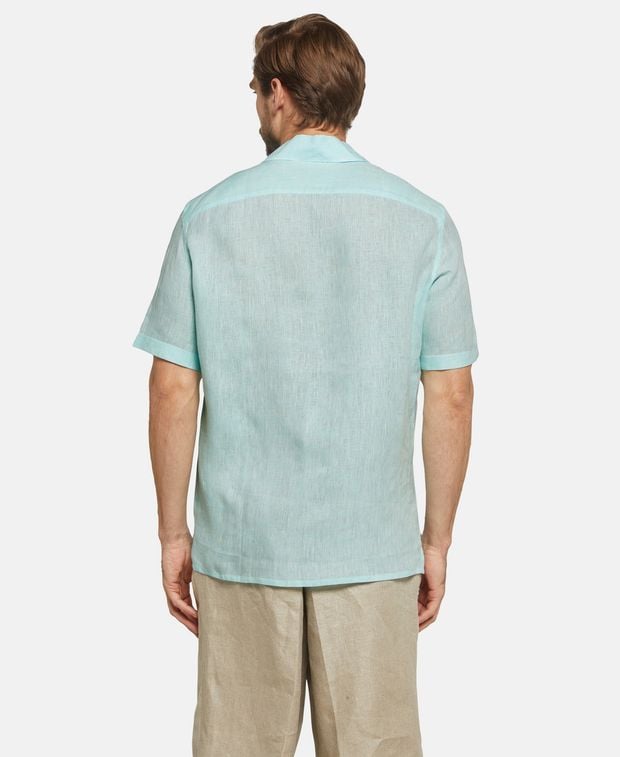 Isaia Short sleeved linen shirt