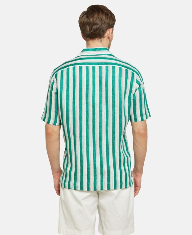Isaia Short sleeved linen shirt