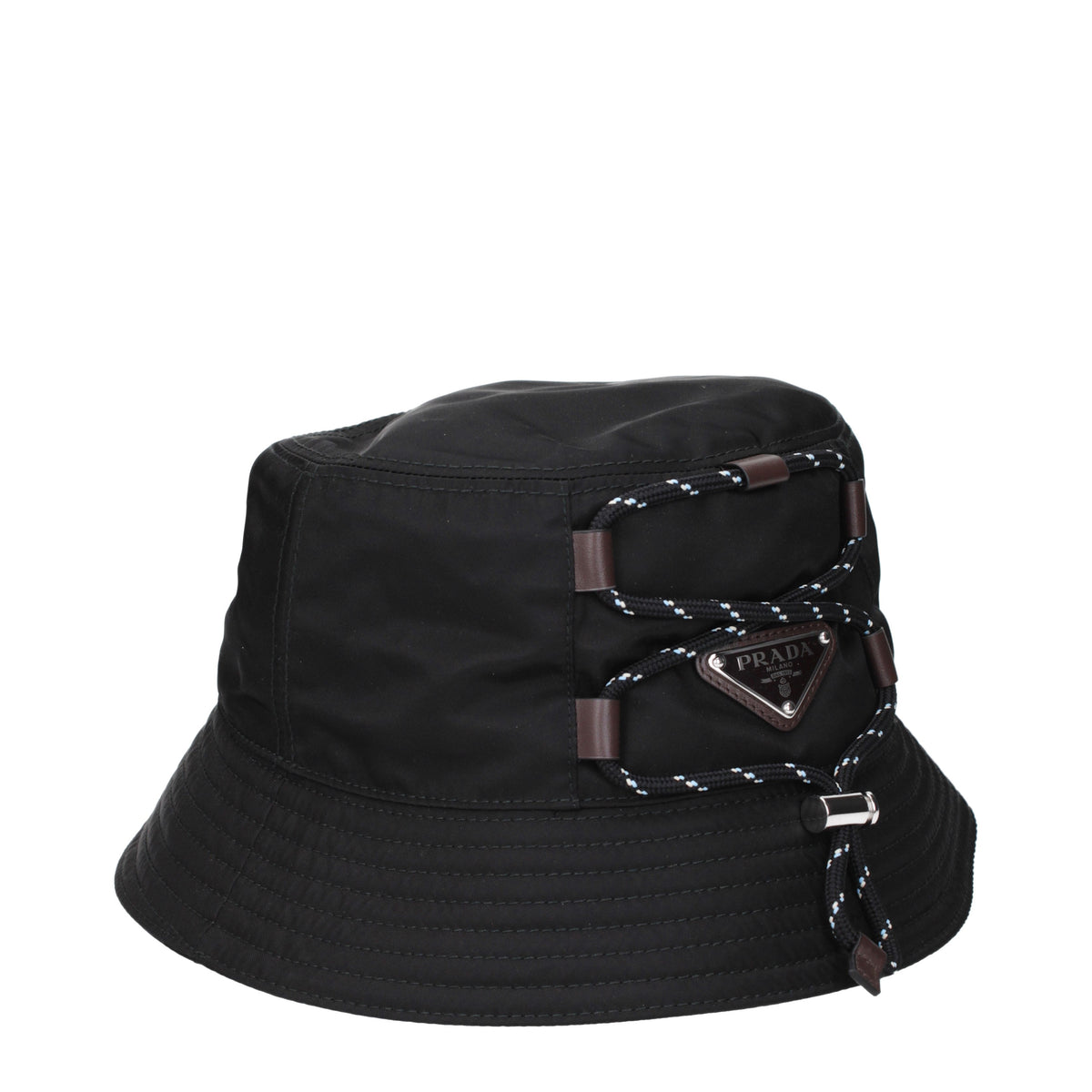 Prada Hats Men Recycled Nylon Black/Brown