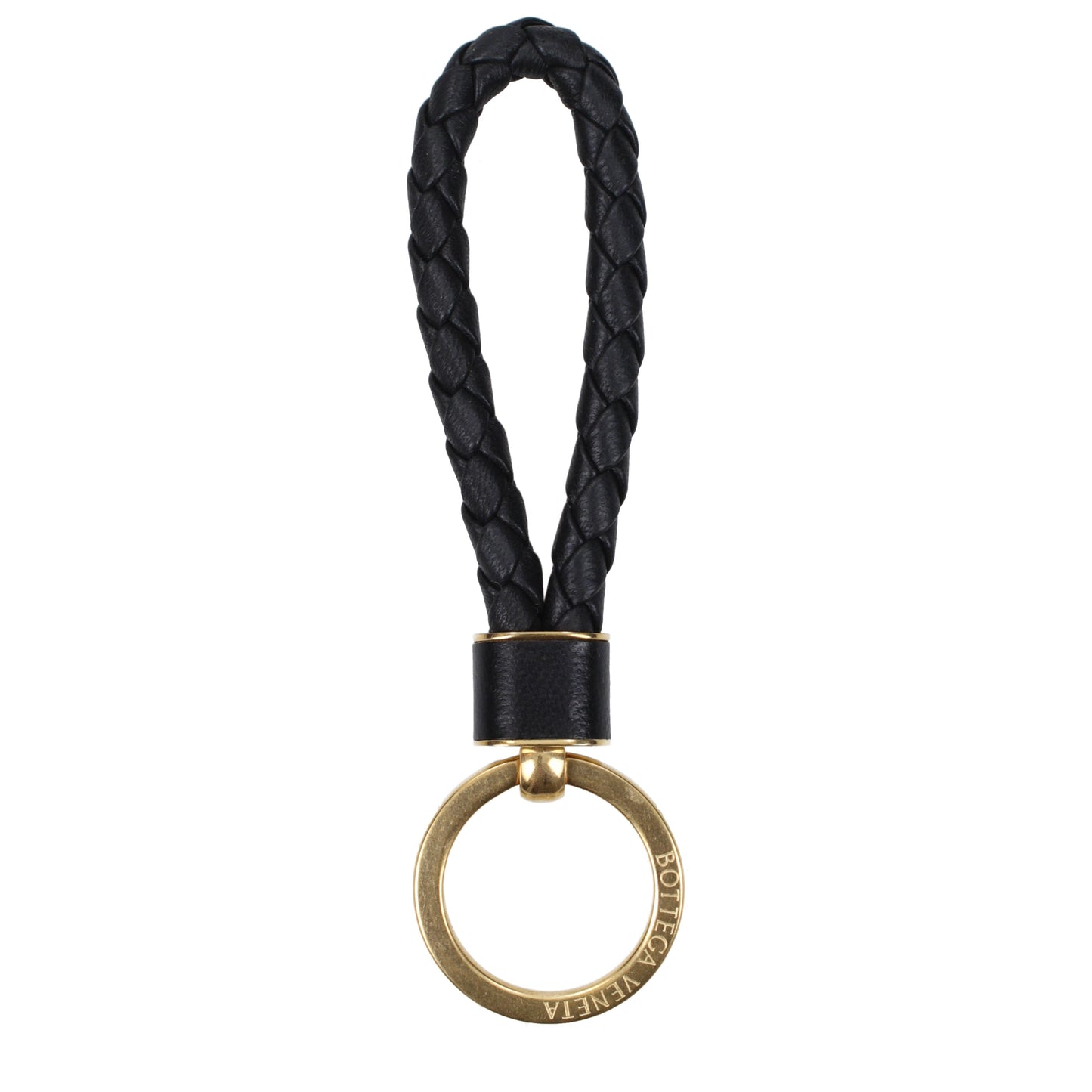Bottega Veneta Keychain Women Leather Black/Gold