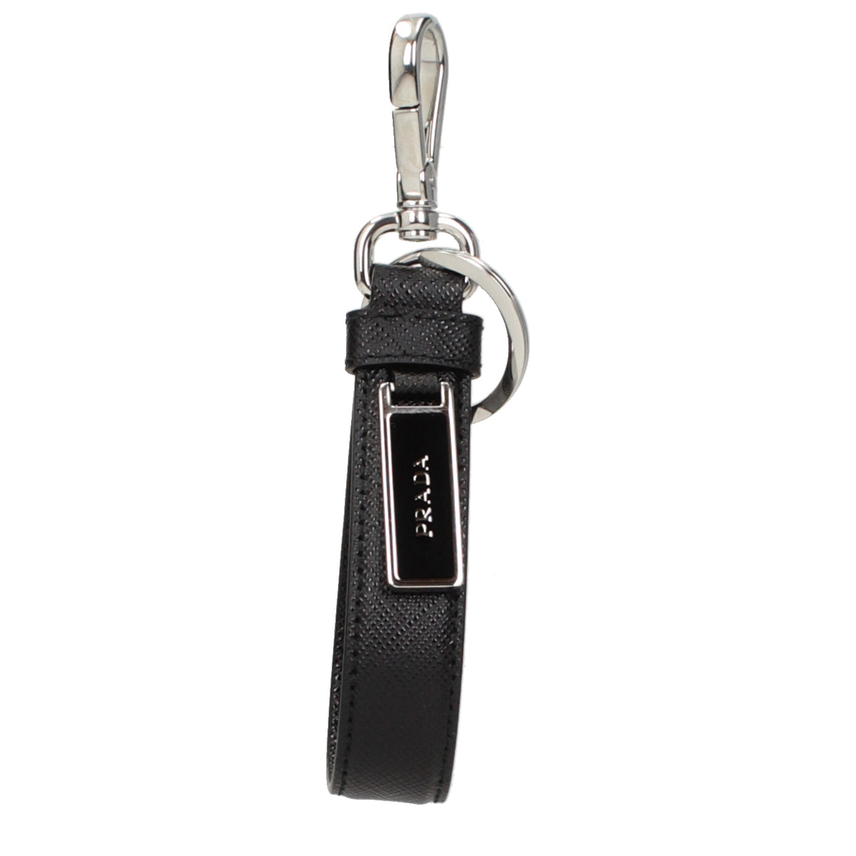 Prada Keychain Men Leather Black