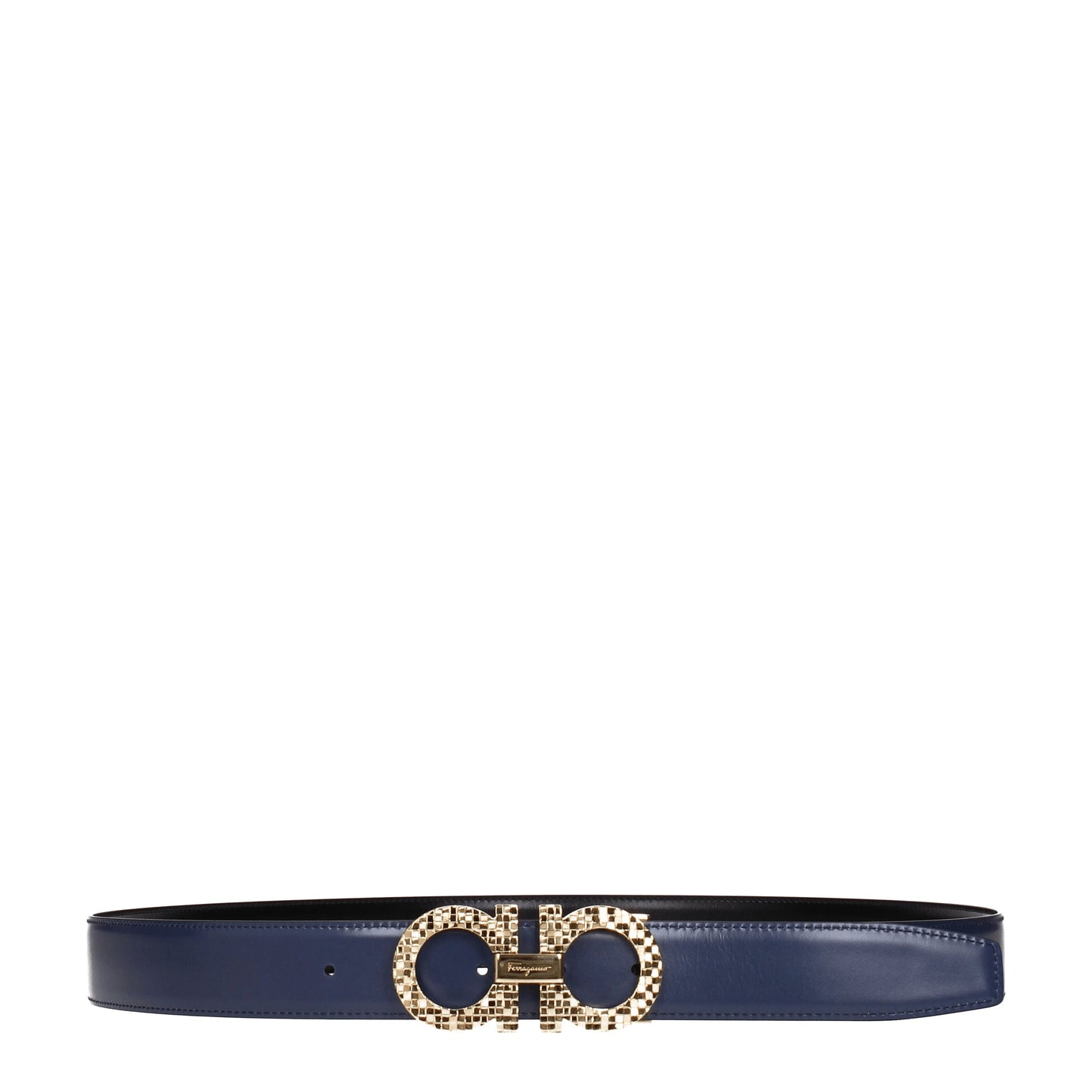 Salvatore Ferragamo Belts Men Leather Black/Sea Blue