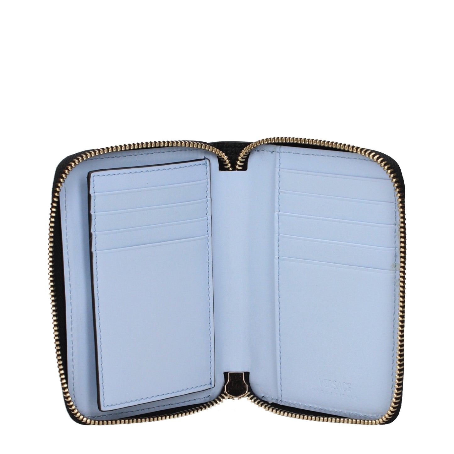 Versace Coin Purses Men Leather Black