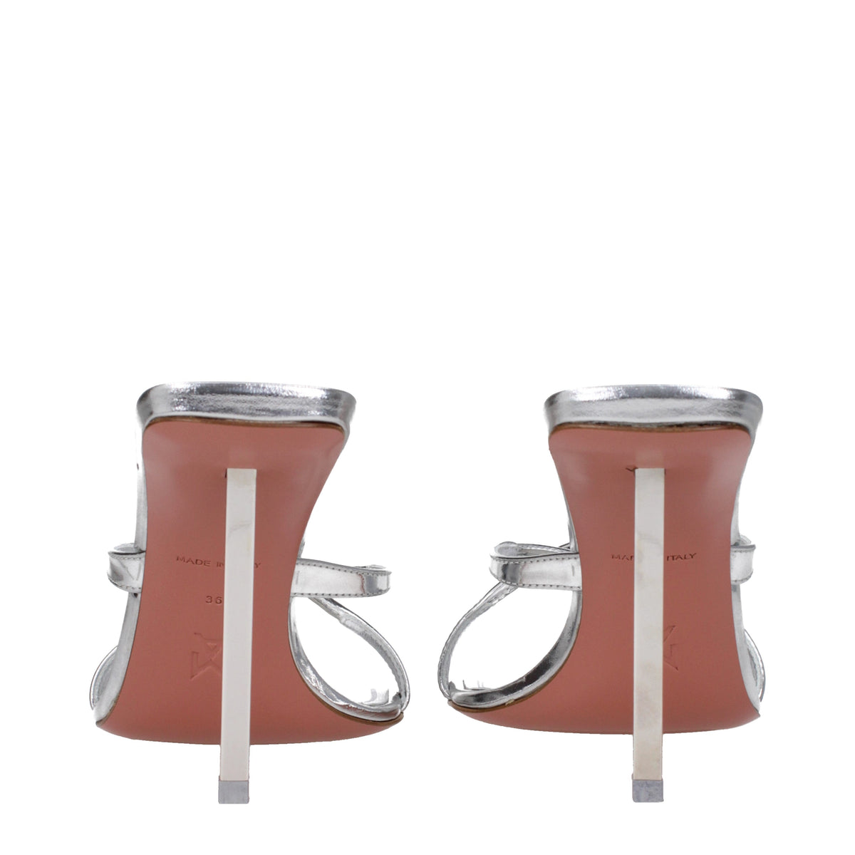 Amina Muaddi Sandals Women Patent Leather Silver
