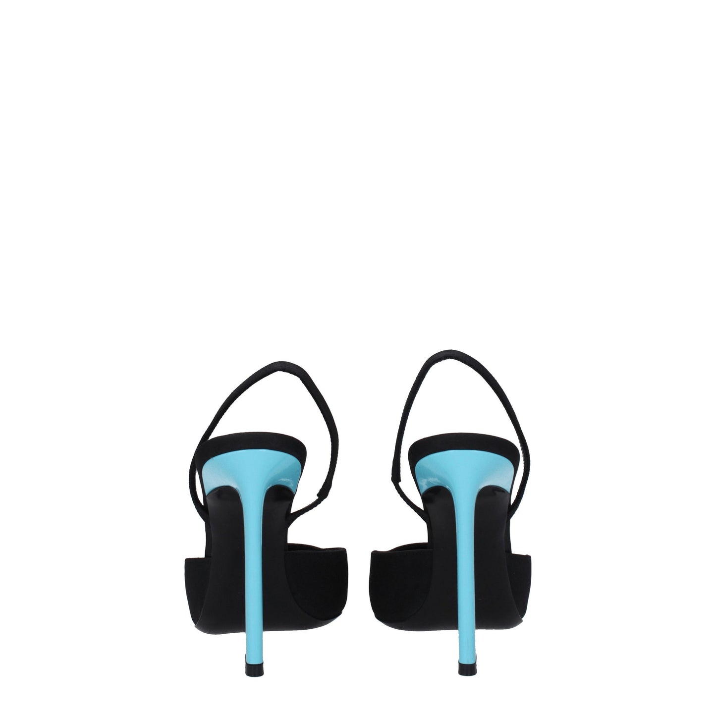 Saint Laurent Women's Sandals in Fabric Black/Sky