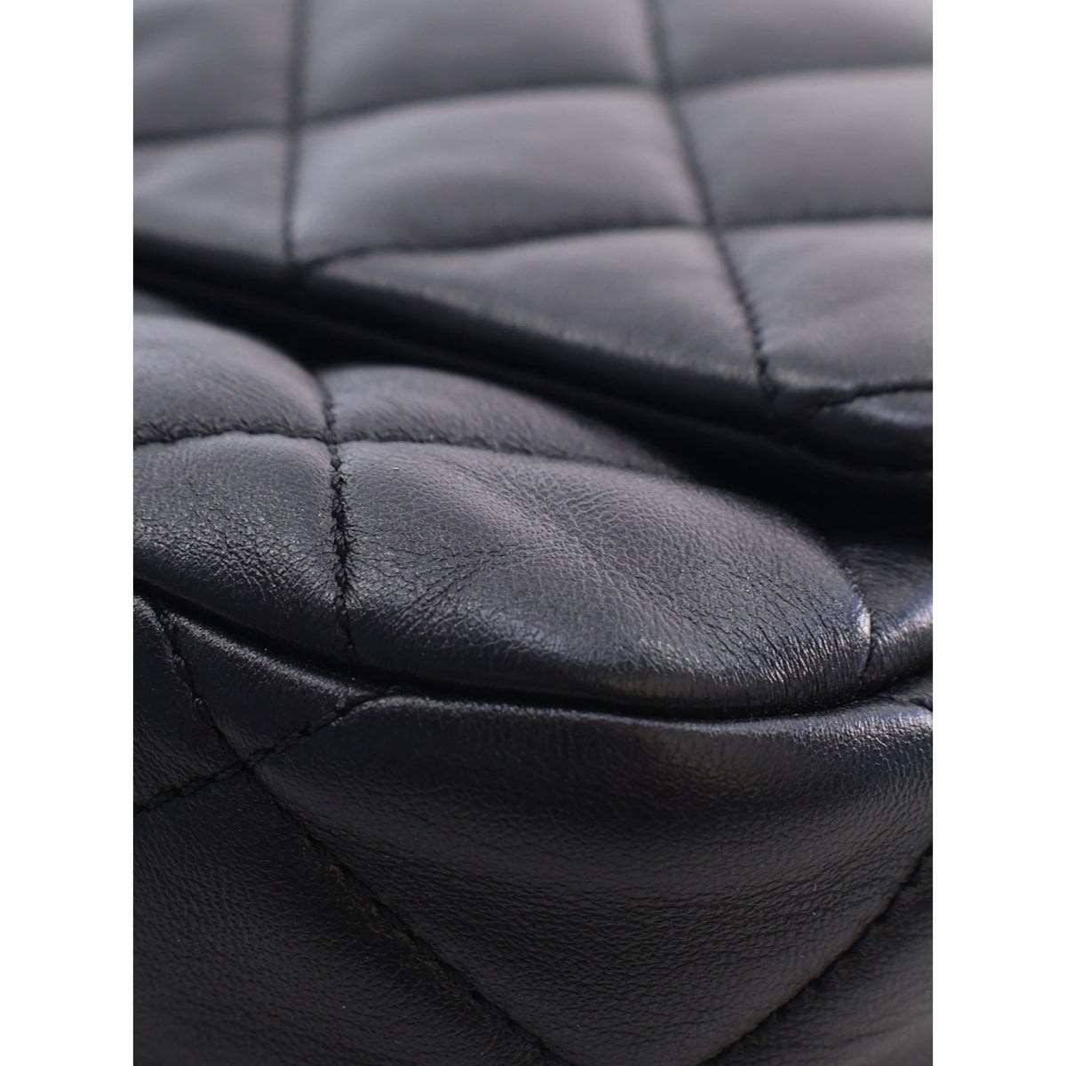 Chanel Small Quilted Lambskin Lacquered Chain Flap — Black