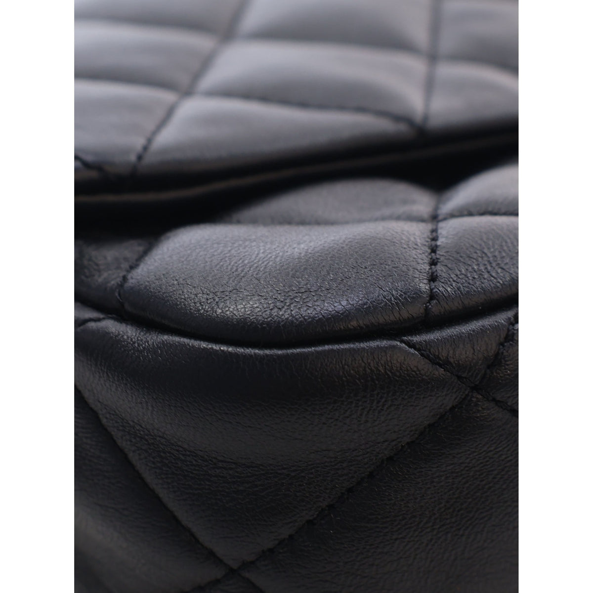 Chanel Small Quilted Lambskin Lacquered Chain Flap — Black