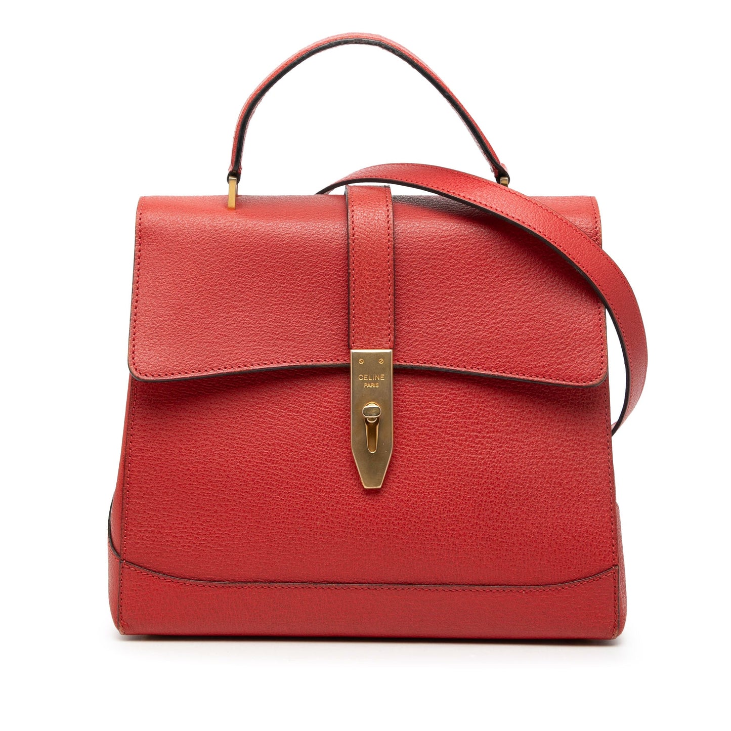 Leather 16 Turn Lock Top Handle Bag