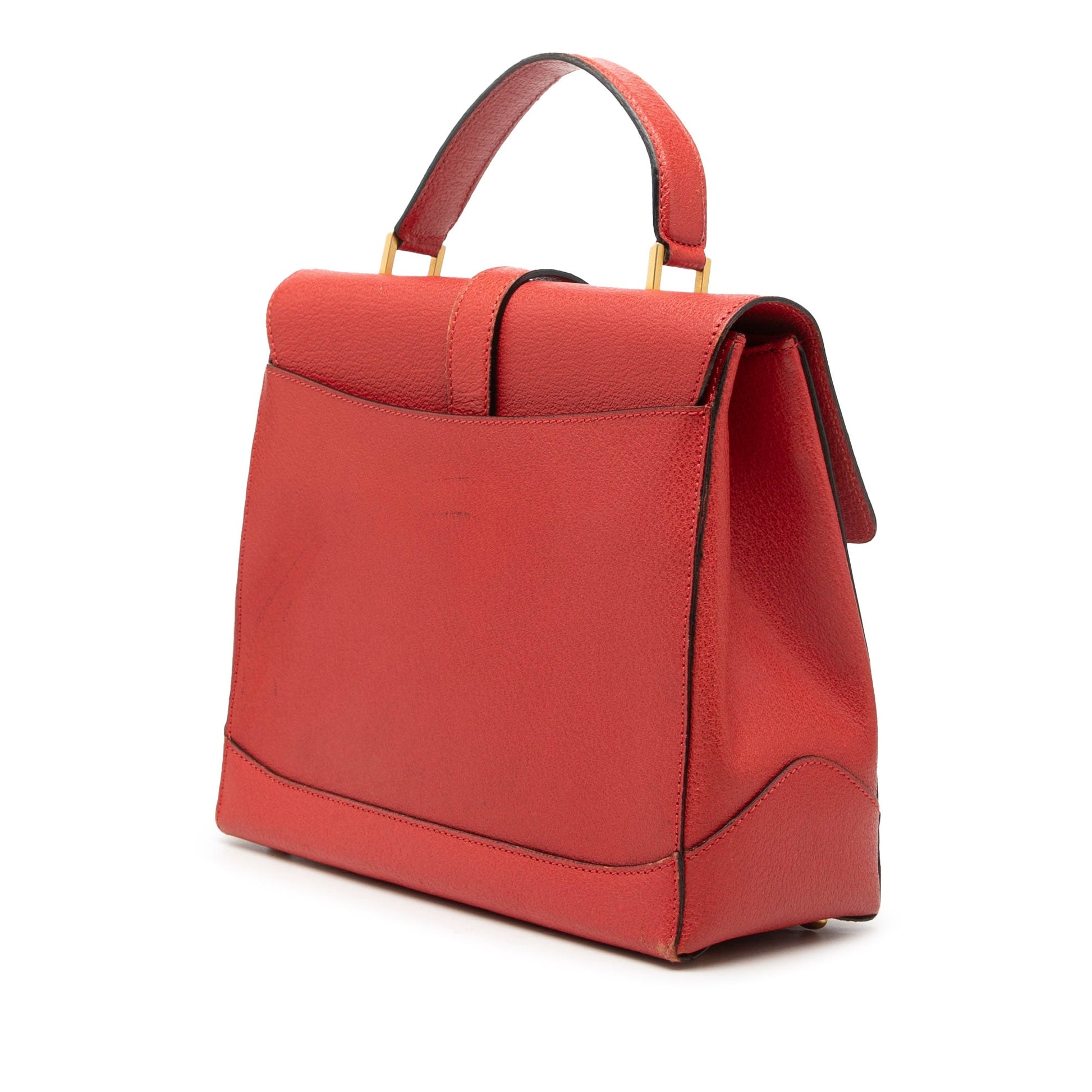 Leather 16 Turn Lock Top Handle Bag