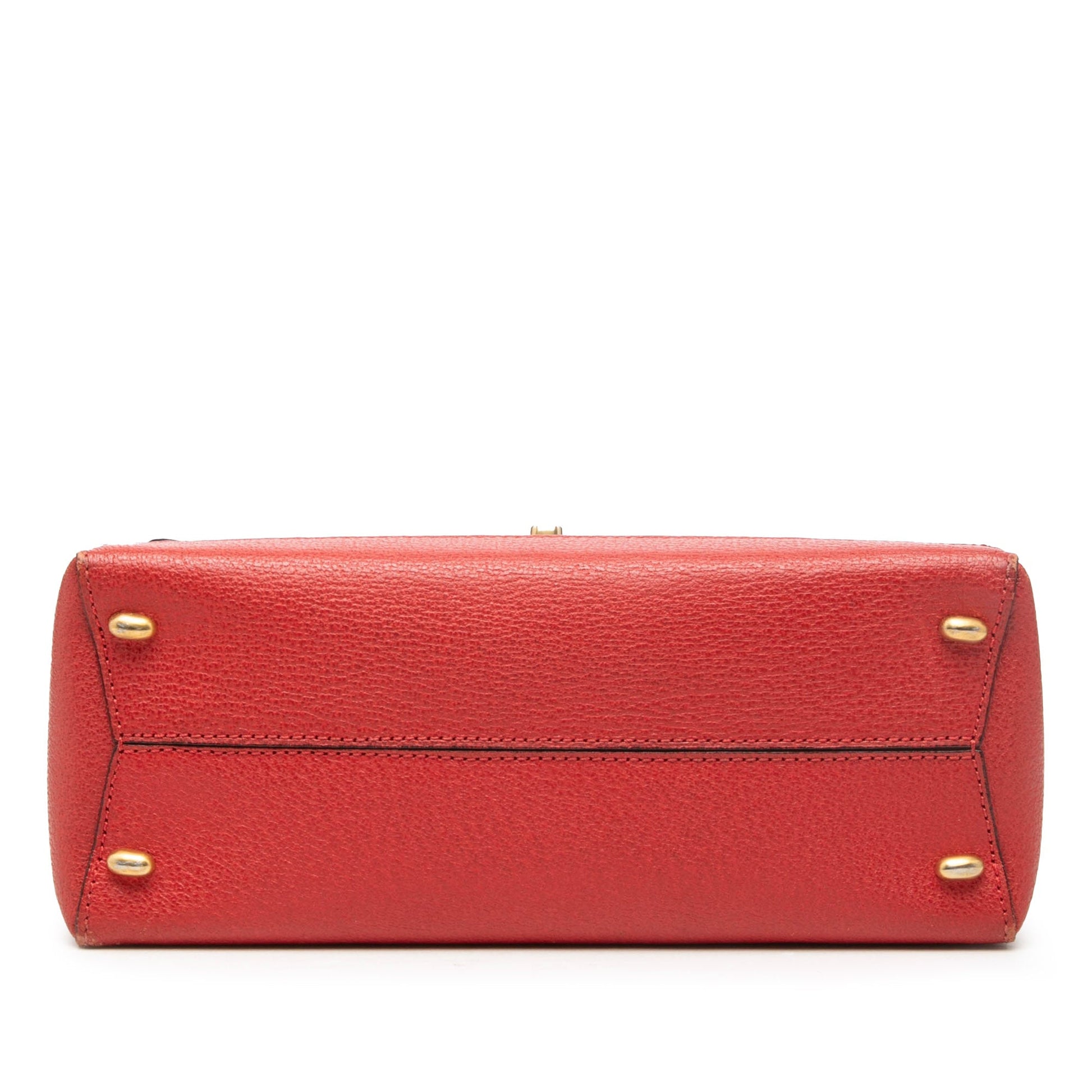 Leather 16 Turn Lock Top Handle Bag
