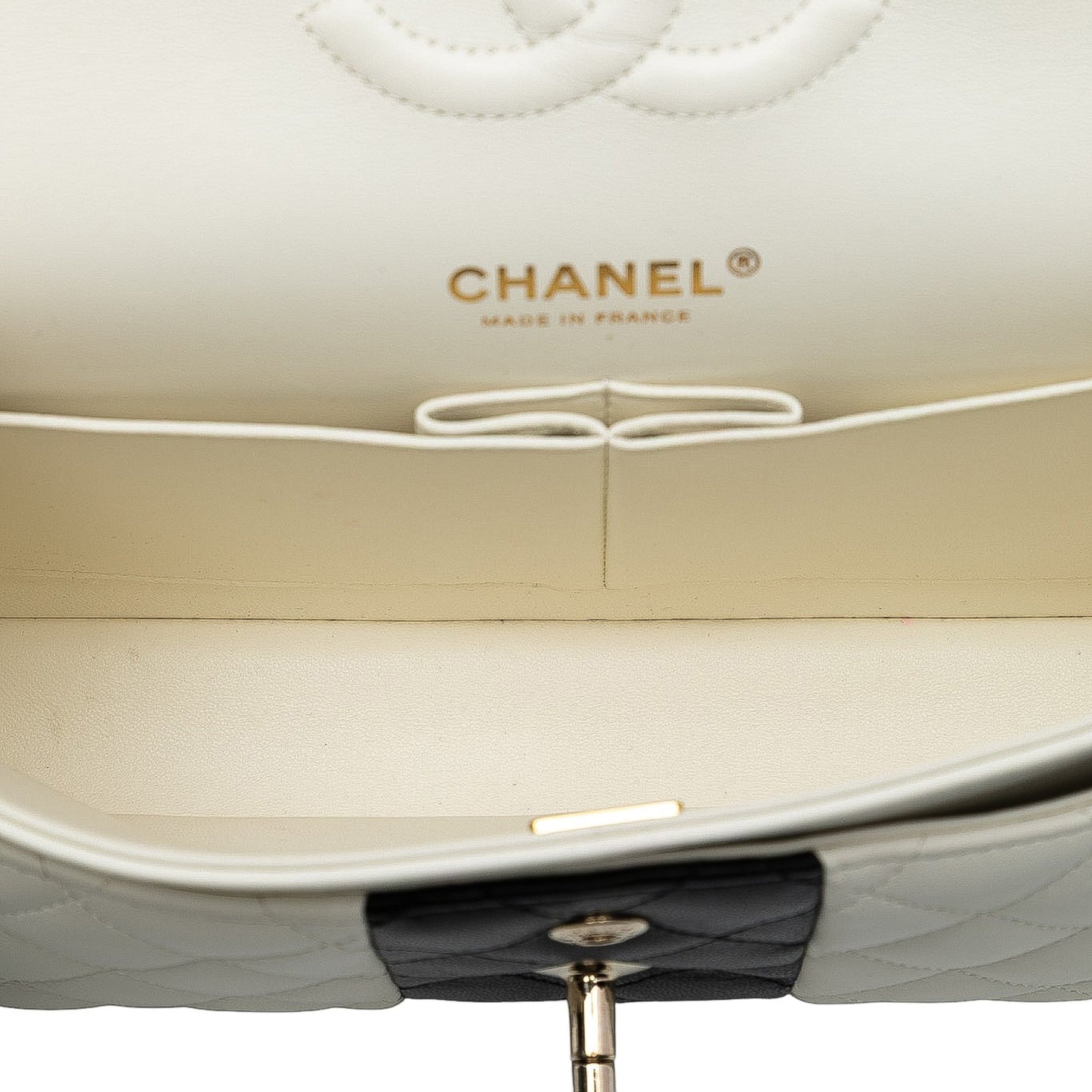 Chanel Medium Classic Bi Stripe Lambskin Double Flap
