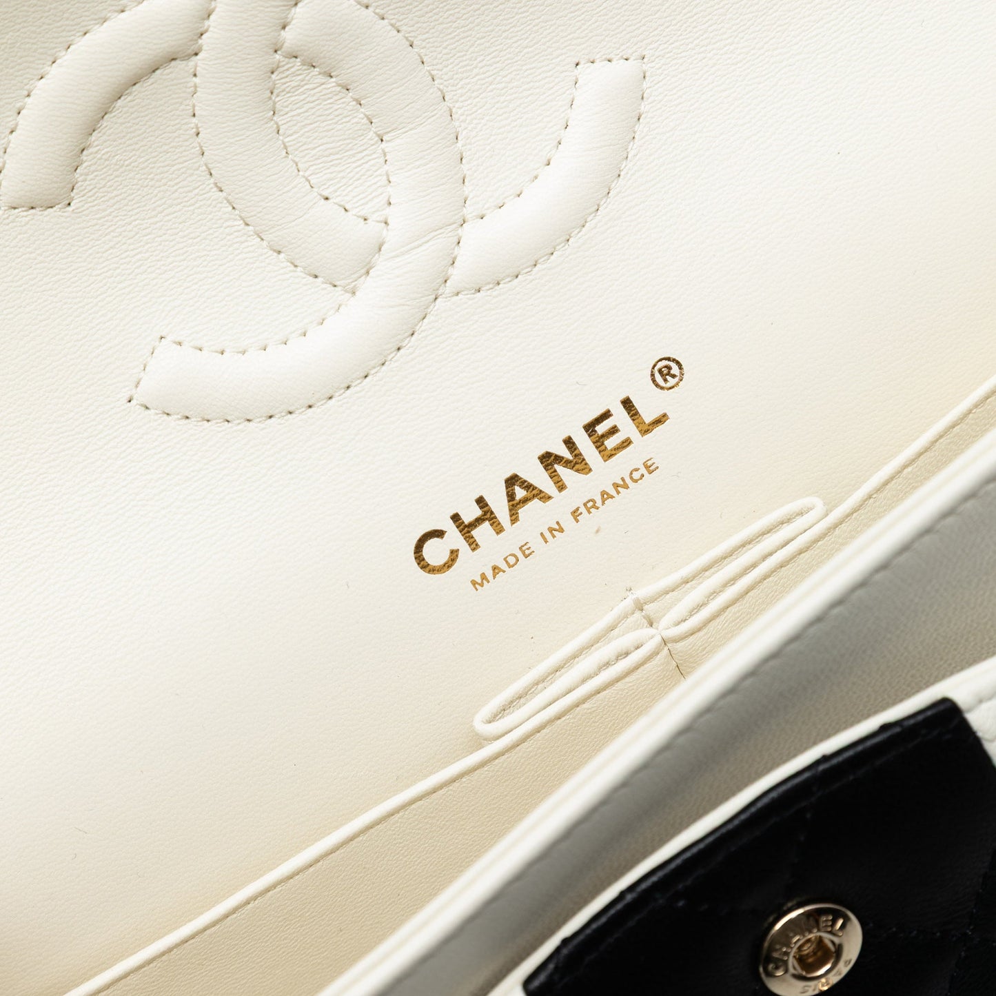 Chanel Medium Classic Bi Stripe Lambskin Double Flap