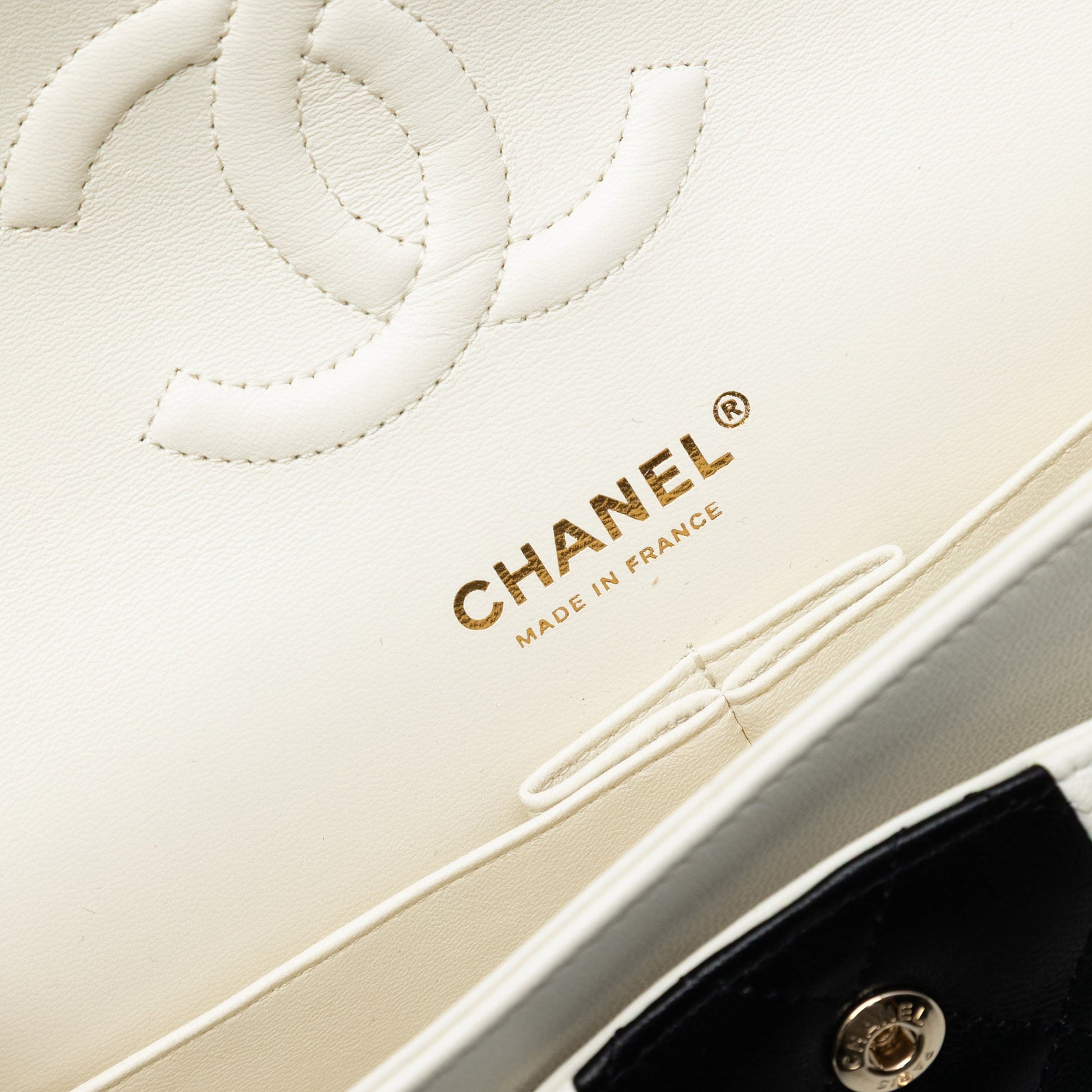 Chanel Medium Classic Bi Stripe Lambskin Double Flap