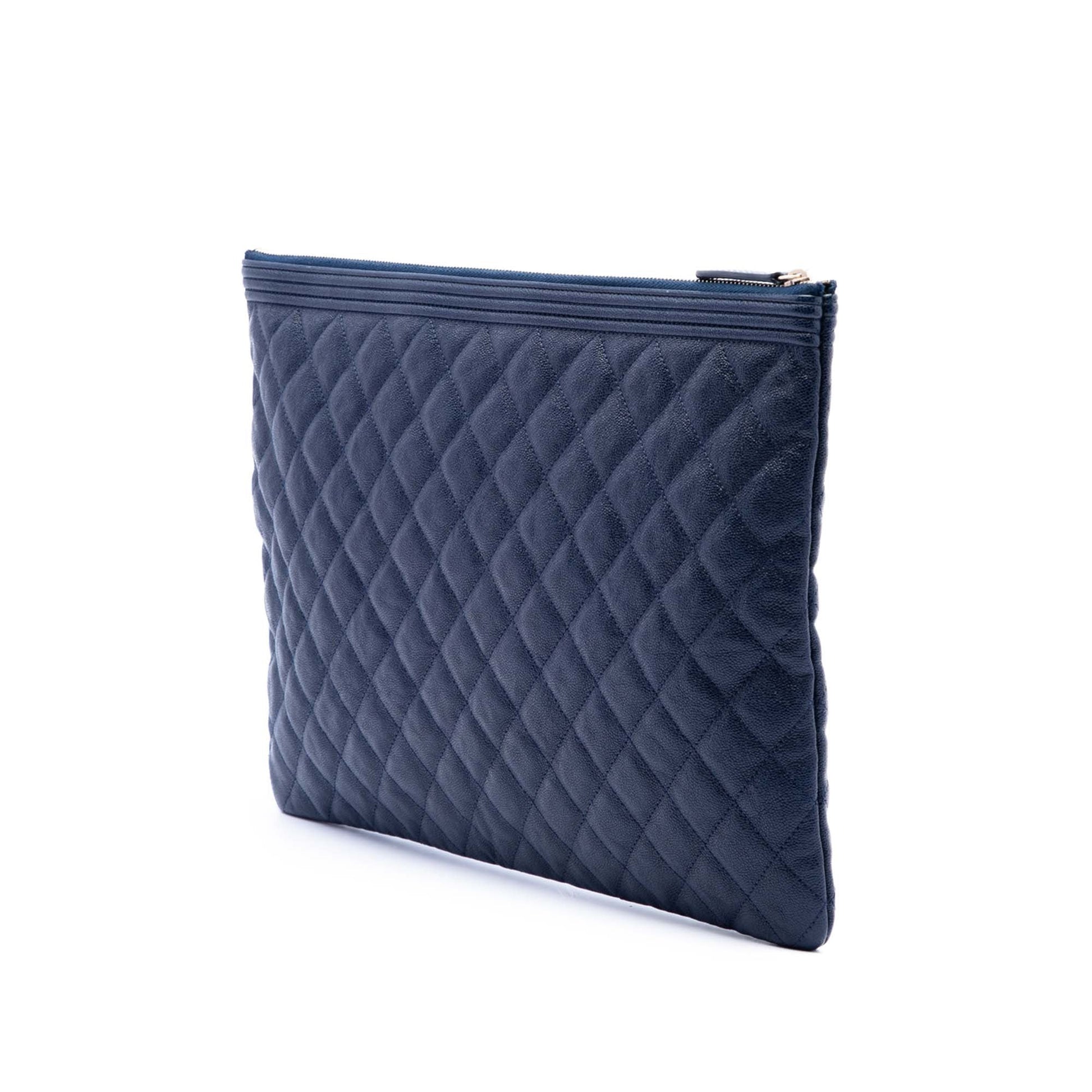 Chanel Large Quilted Caviar Boy O Case Clutch