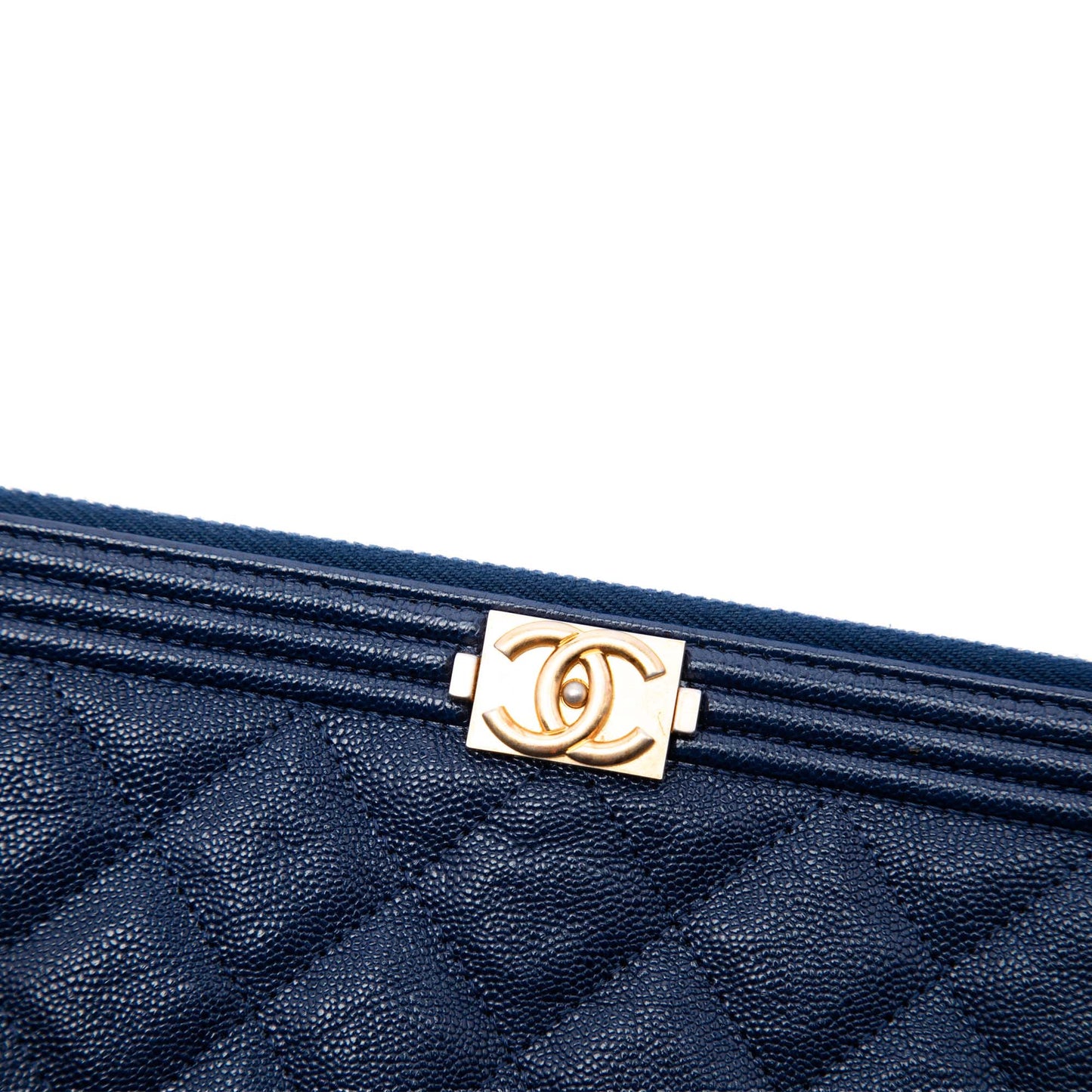 Chanel Large Quilted Caviar Boy O Case Clutch