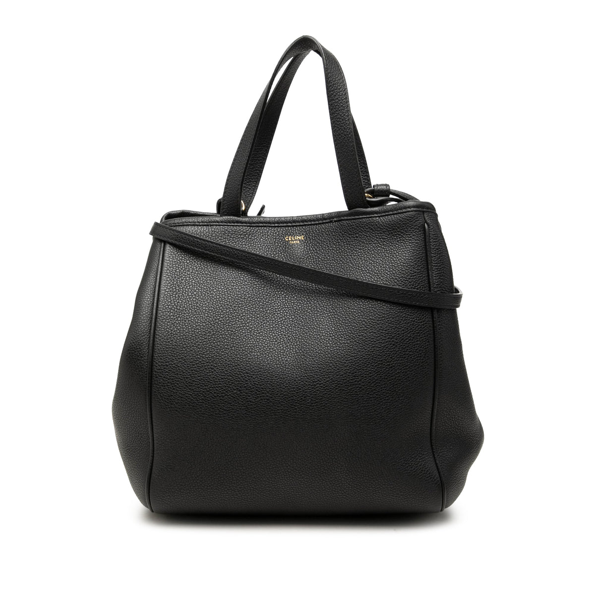 Celine Small Grained Calfskin Folded Cabas Tote — Black