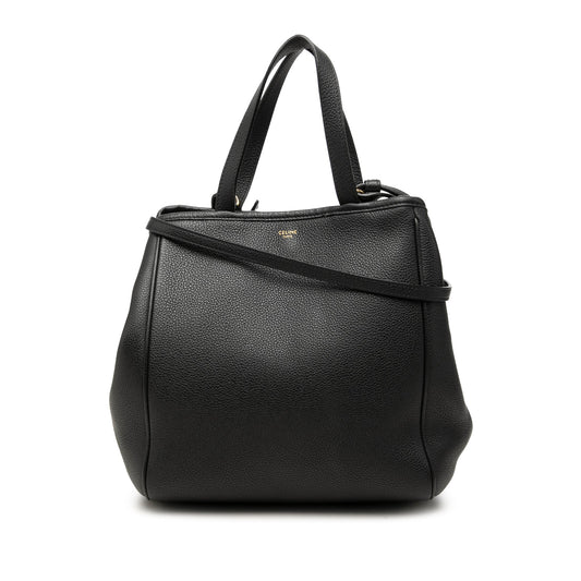 Celine Small Grained Calfskin Folded Cabas Tote — Black