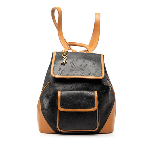 Saint Laurent Monogram Embossed Leather Backpack