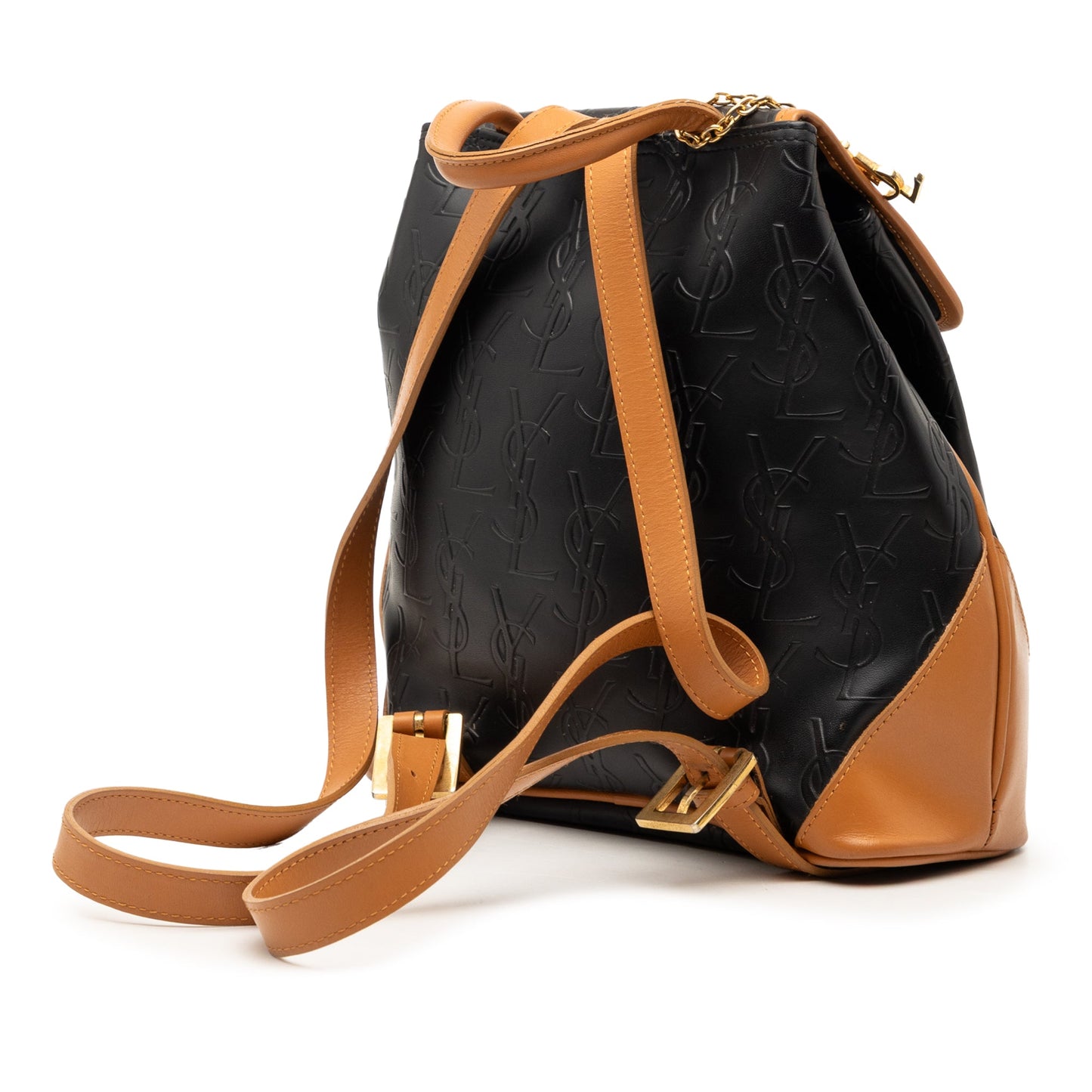 Saint Laurent Monogram Embossed Leather Backpack