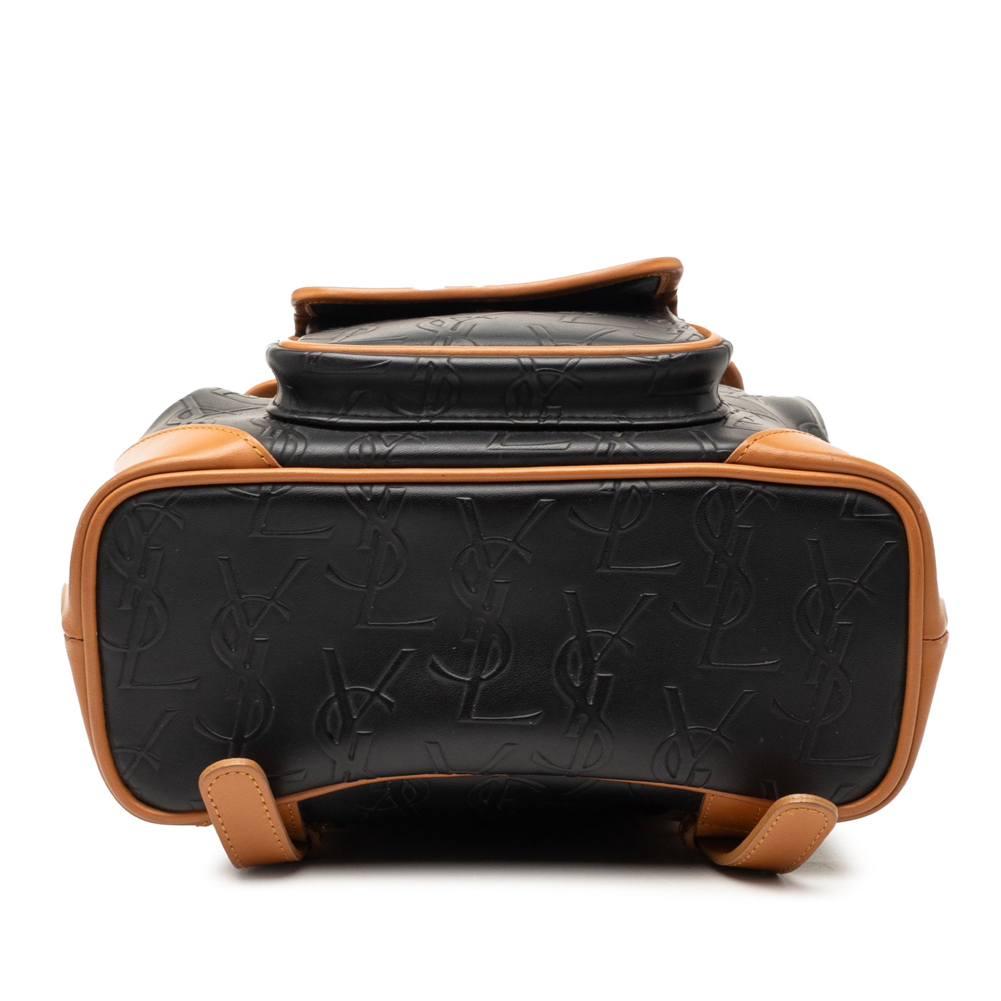 Saint Laurent Monogram Embossed Leather Backpack
