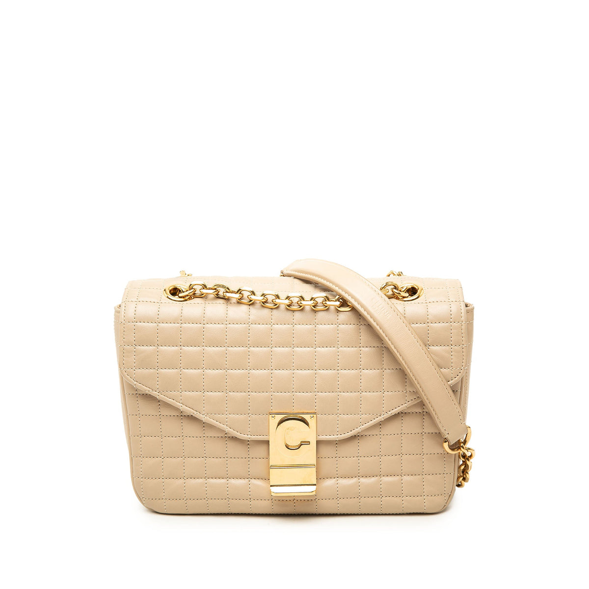 Celine Medium Quilted Calfskin C Bag — Brown
